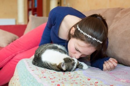 Cat and owners live happy together